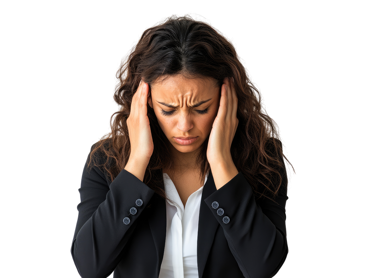 ai generated, depressed, woman, office stress, overwhelmed, frustration, stress, businesswoman, workplace anxiety, burnout, mental health, corporate stress, exhaustion, sadness, anxiety, pressure, corporate burnout, emotional burden, workplace challenges, depression, female professional, despair, strain, career struggle, job stress, sad, cutout